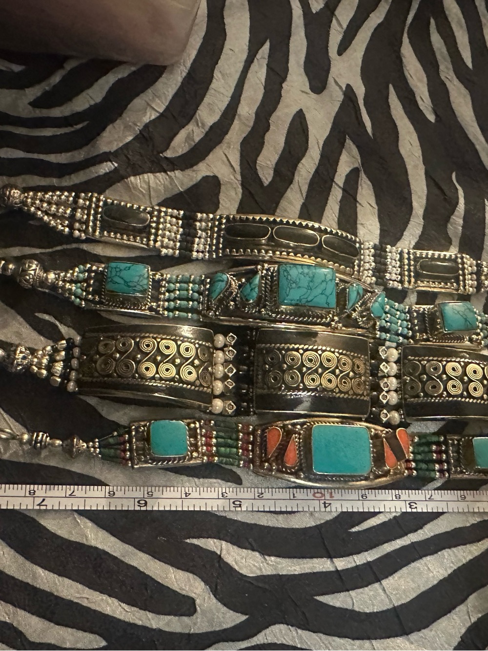 Tibetan onyx black chunky link bracelet 8 inch RARE